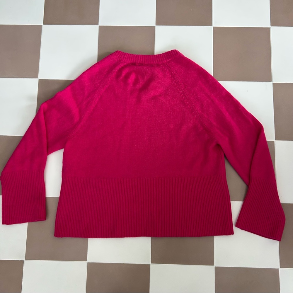 360 Cashmere Krystal Raglan Sleeve Pink Crewneck Cashmere Sweater Size Small - Picture 6 of 8